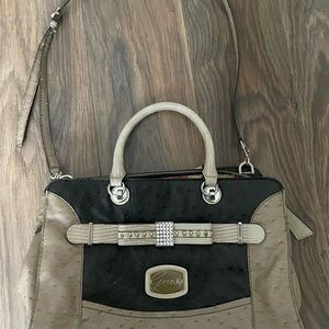 Guess Two-Tone Black and Tan Satchel